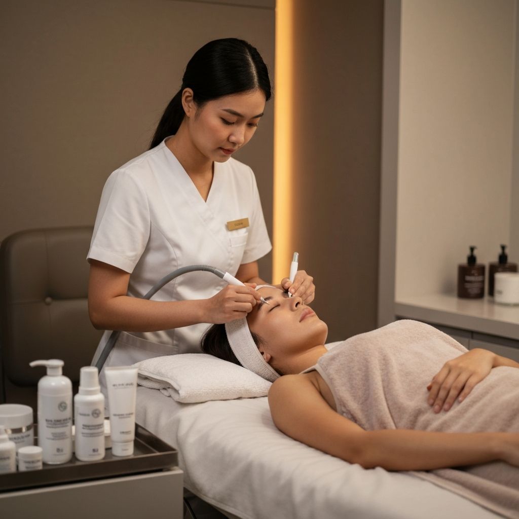 Professional dark spot removal treatment in progress